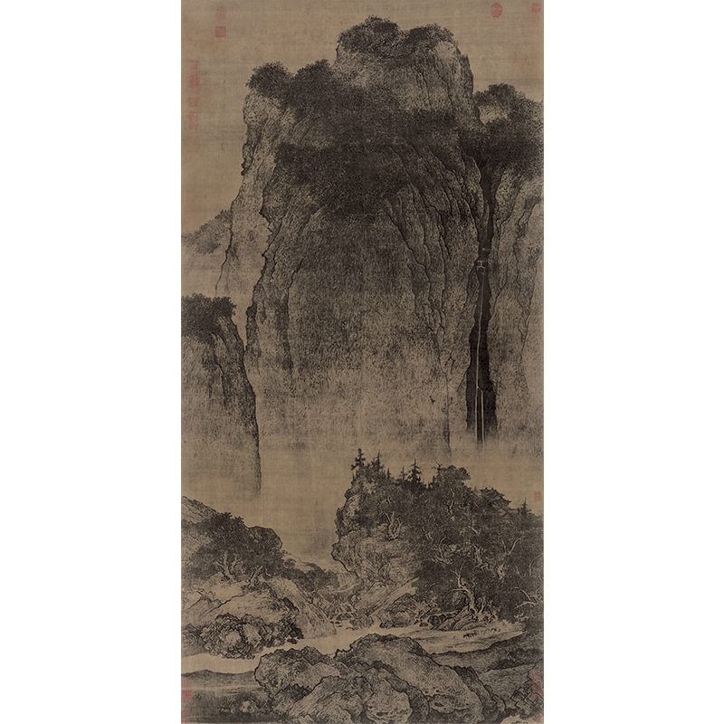 古代名画复制范宽溪山行旅图国画山水画艺术微喷仿古字画装饰画