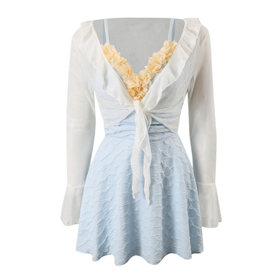 微胖显瘦遮肉大码连体裙式泳衣