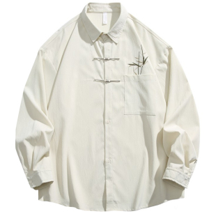 男士长袖衬衫男新中式2025新款秋天大码上衣新年男装国潮订婚衣服