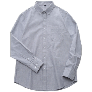 纯棉蓝色牛津纺长袖衬衫男全棉春季职业商务休闲潮流外套白衬衣寸