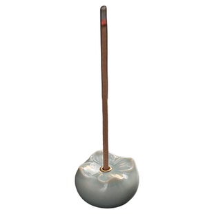 卧室禅意茶道香薰炉汝窑荷叶柿子线香托盘线香插香座摆件点香器