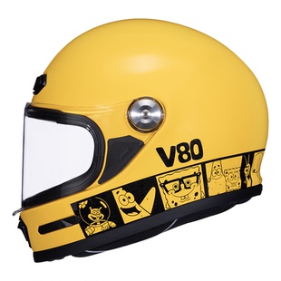 RYMIC睿觅头盔V80海绵宝宝摩托车全盔男女复古四季机车联名3C认证