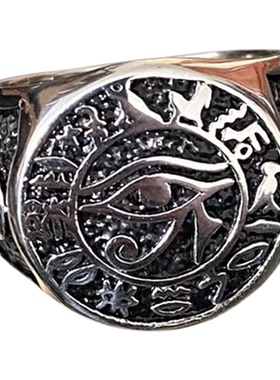 Syou荷鲁斯之眼钛钢朋克戒指潮流霸气男士欧美复古饰品暗黑小众