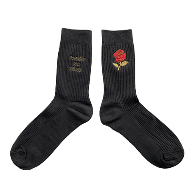 双面情侣玫瑰花四季基础款长袜子