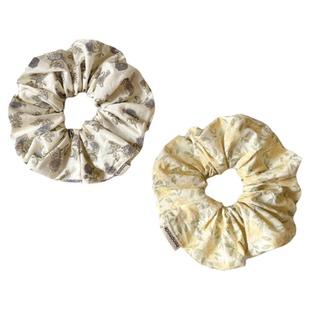 桃子柚原创发饰黄色大肠发圈女棉艺发绳甜美花朵头绳丸子头饰皮筋