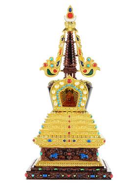 雕花宝塔佛塔嘎当塔彩珠摆件
