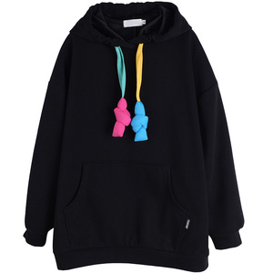 炫彩帽绳胖仙女莹莹大码女装胖mm秋冬宽松休闲百搭潮连帽加绒卫衣