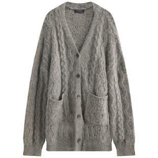 【折扣季】COCOBELLA绞花纹粗针花纱长款针织开衫毛衣外套MZ0065