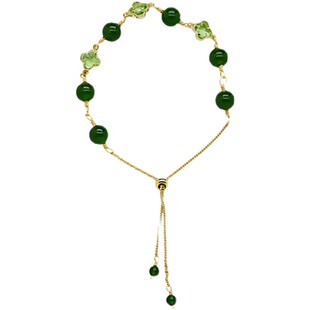 绿玛瑙玉髓四叶草手链闺蜜生日女生首饰情人节七夕送女友礼物手串