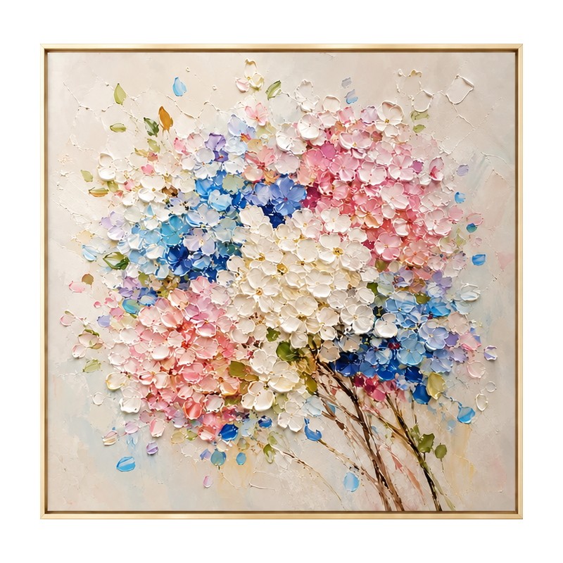 花开见喜手绘油画小红薯热款肌理轻奢客厅花卉挂画入户玄关装饰画