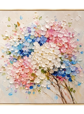 花开见喜手绘油画小红薯热款肌理轻奢客厅花卉挂画入户玄关装饰画
