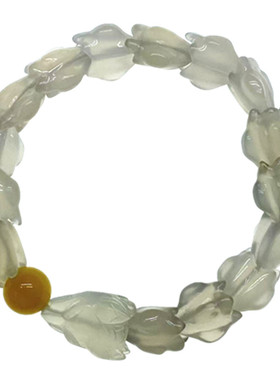 男女款天然冰种玛瑙玉髓雕刻蛇骨手链 水晶手串 本命年礼物