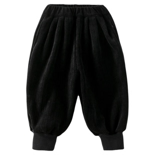 男童加绒裤子2025秋冬新款儿童加绒加厚一体绒灯芯绒运动长裤冬装