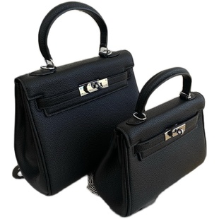 SEOULCHIC 高级感手提凯莉包2024新款气质软皮荔枝纹单肩斜挎女包