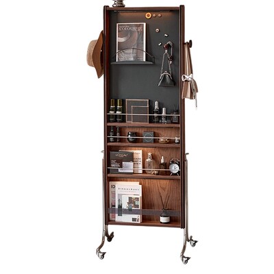 色格北美黑胡桃木穿衣镜杂志架