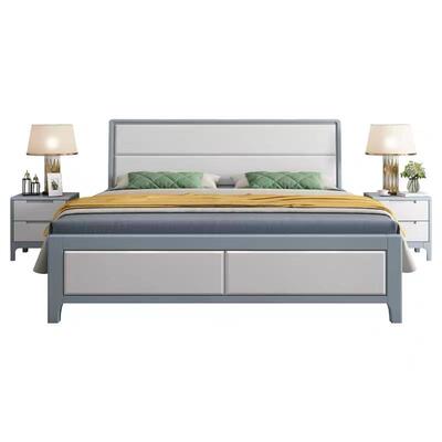 简约现代2人橡胶木轻奢床白色床