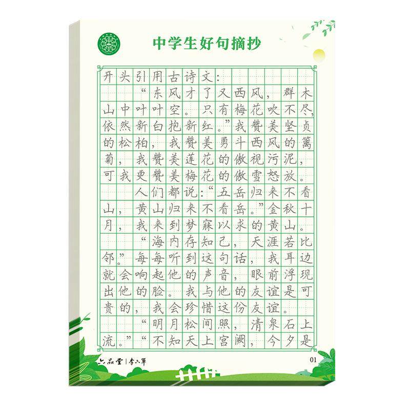 初中生字帖优美句子积累好词好句语文初一学生练字帖高中正楷书钢笔练习临摹本大全小升初衔接七年级八九年级作文专用每日一练