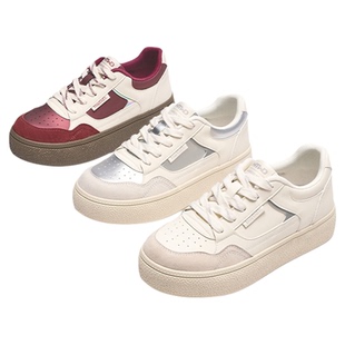 热风厚底小白鞋女款2025年冬季新款百搭增高户外休闲银色德训板鞋