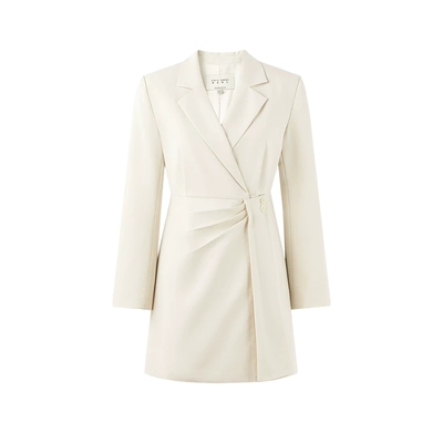 收腰纽扣设计A字裙纯色