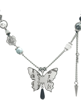 新中式复古蝴蝶吊坠民族风锁骨链