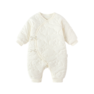 babylove新生儿连体衣秋冬款夹棉保暖和尚服婴儿哈衣宝宝睡衣棉服