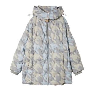 谜底花色羽绒服2025年冬季新品千鸟格时髦温暖亲肤女254MY1712