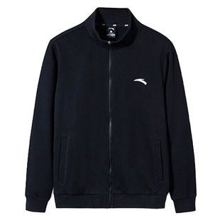 安踏外套男春季男款黑色薄款开衫卫衣中年夹克男装运动服针织上衣