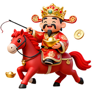 财神爷新年喜庆中国风车贴