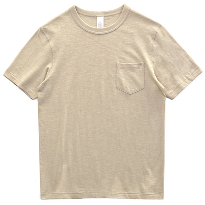 vintage竹节棉T恤男阿美咔叽美式复古纯色透气体恤口袋短袖男夏季
