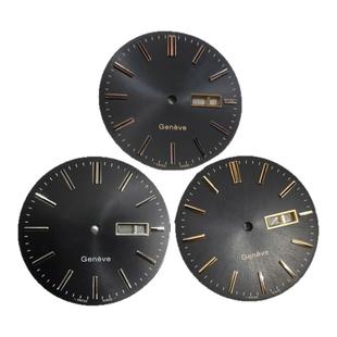 代用欧黑色表盘刻度字面33.7毫米左右8200机芯双历机械手表壳配件