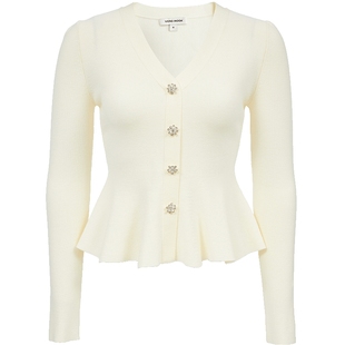 Vero Moda针织衫女2026春季新款荷叶边收腰修身红色新年毛衣法式