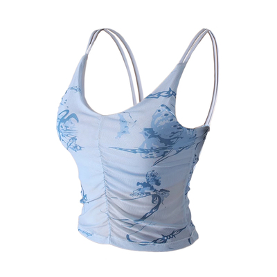 速干带一体式胸垫国风无袖背心