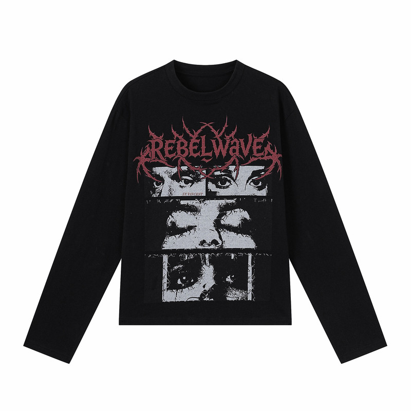 REBEL WAVE26FW“ce”人像荆棘印花长袖 长Tee