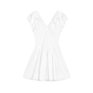 ousph【现货5折】露背辣妹V领性感收腰连衣裙女法式小个子短裙