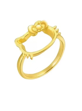 金包银凯蒂猫蝴蝶结女戒