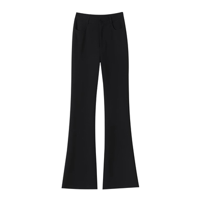 遮肉显瘦西装微喇裤高腰垂感黑色