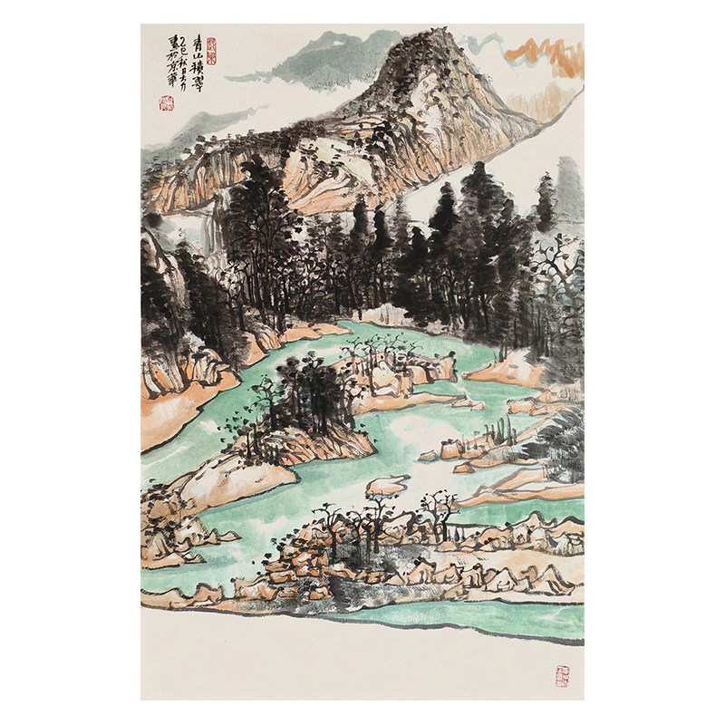 中美协手绘山水国画玄关走廊挂画