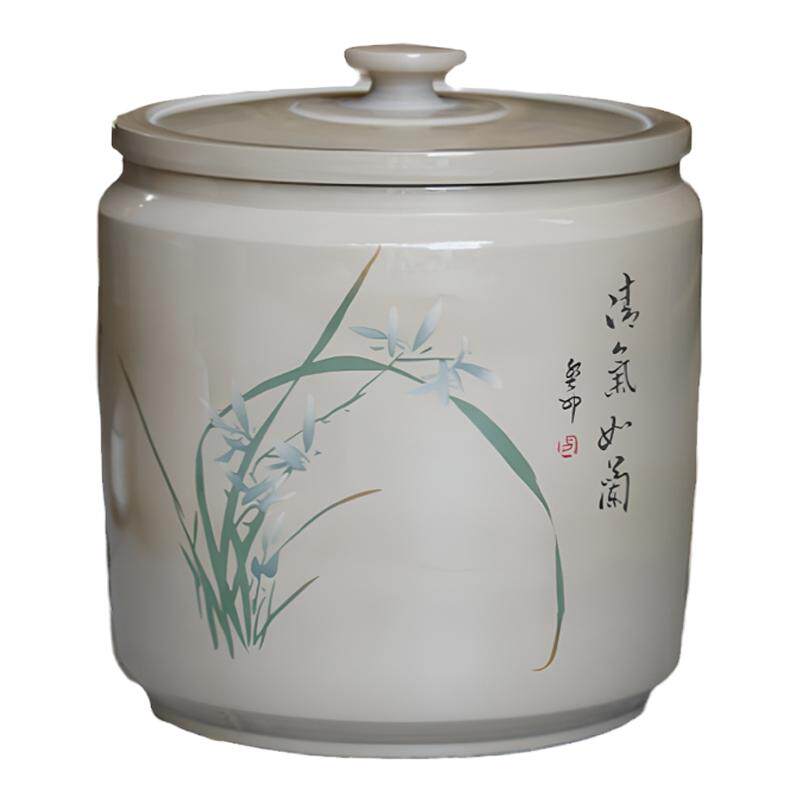 建水紫陶茶叶罐普洱茶存茶密封罐七子饼大号散茶缸白泥抛光办公室