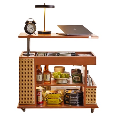 家逸可移动茶几客厅小推车实木可升降沙发边几边柜小户型家用茶桌