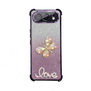 适用荣耀500手机壳pro四角MEP-AN00气囊MEY-AN00透明闪粉镶钻蝴蝶带镜头膜全包边电镀女款软硅胶防摔保护套