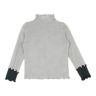 大耳象女童拼色木耳边长袖打底T恤秋季新款宝儿百搭弹力上衣