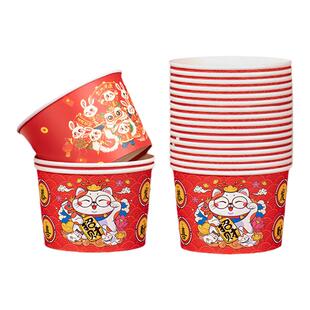恭喜发财招财猫餐具开业餐具纸杯纸碗一次性筷子四件套外卖打包袋