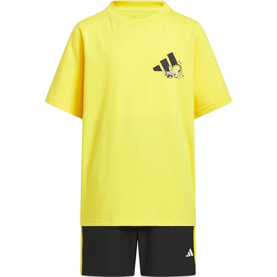 Adidas/阿迪达斯正品2025夏季儿童圆领针织经典透气套装KC8472