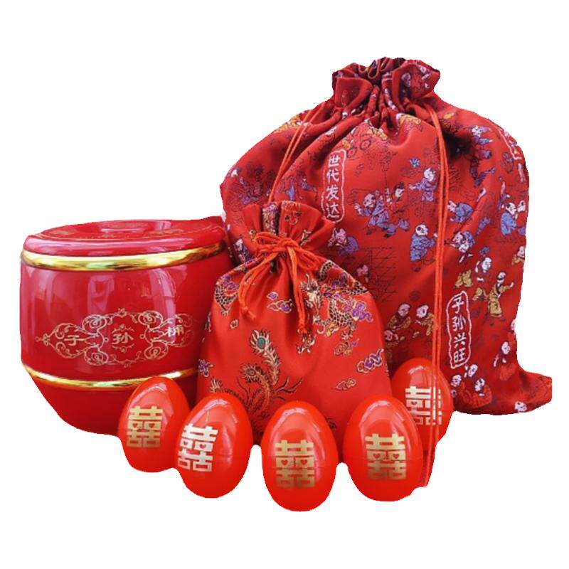 结婚庆陪嫁用品新娘嫁妆子孙桶百子图子孙袋龙凤袋果子袋子孙五宝