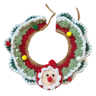 圣诞节狗狗围巾手工编织猫咪项圈泰迪比熊狗狗帽子西高地围脖配饰