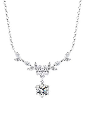 S999足银花枝月桂项链女