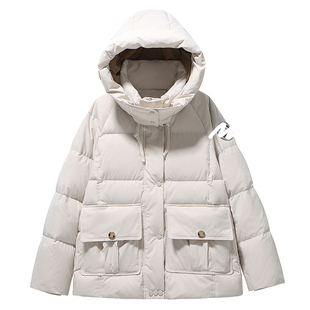 300斤胖m大码羽绒服加肥休闲减龄加肥小个子短款加厚冬季连帽外套