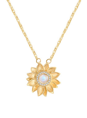 太阳花月光石项链生日礼物送女友