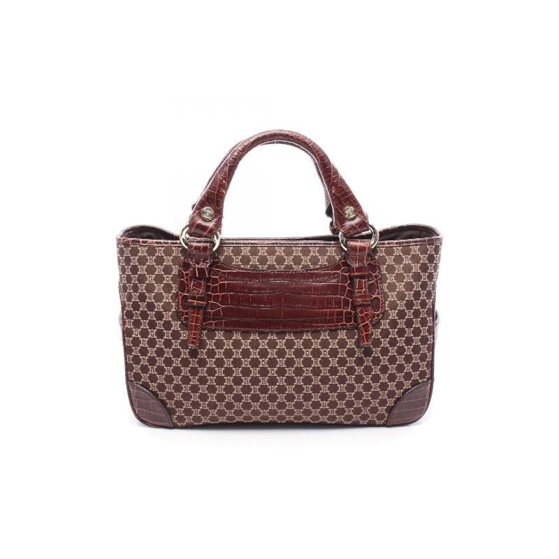 中古Celine赛琳女包A级95新boogie bag凯旋门帆布手提包棕色时尚