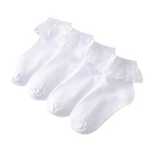 ITENDANCE儿童拉丁规定袜白色蕾丝花边比赛袜子表演考级舞蹈短袜